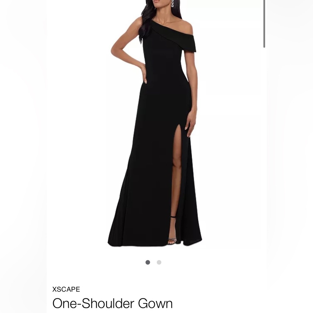 Xscape One Shoulder Black Gown